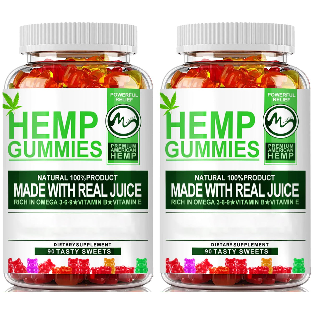 Minch Hemp Gummies 2-pack front view, tasty daily option for relaxation and focus.