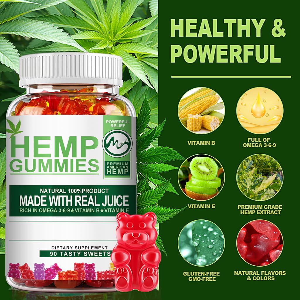 Minch Hemp Gummies nutrition visual notes protein and omega content for daily nutrition.