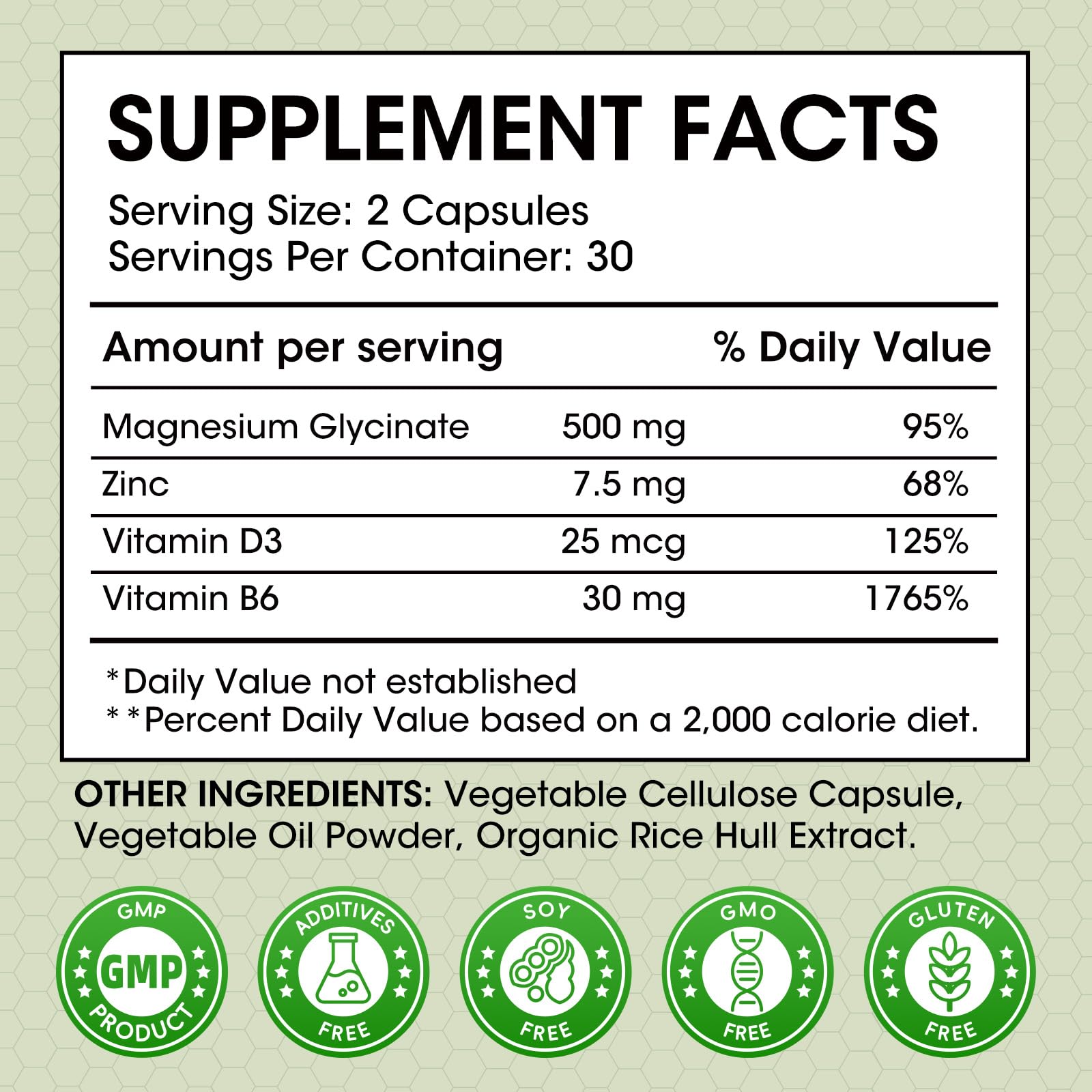 Minch magnesium glycinate capsules close-up, vegan easy-to-swallow format