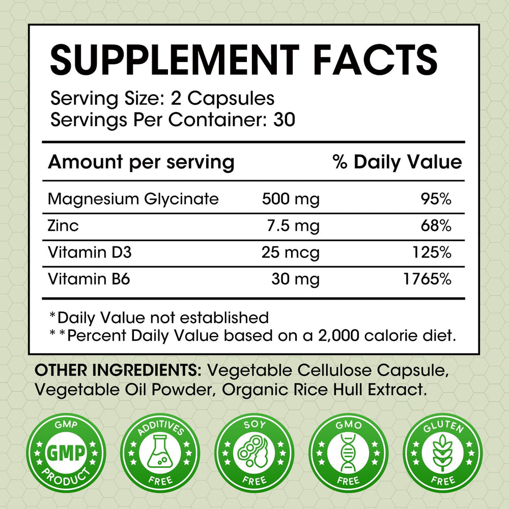 Minch magnesium glycinate capsules close-up, vegan easy-to-swallow format