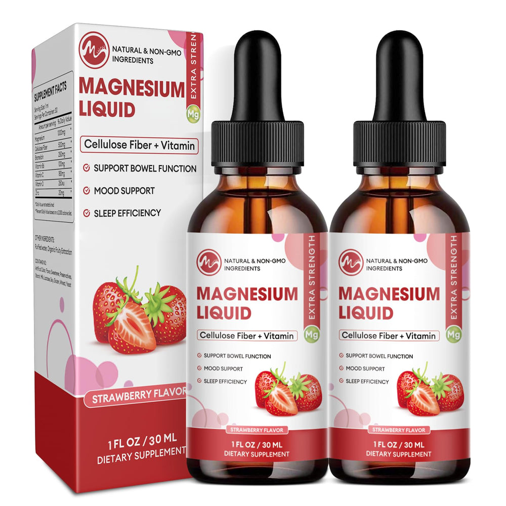 Minch Magnesium Glycinate Liquid Drops bottle with strawberry flavor for daily wellness.