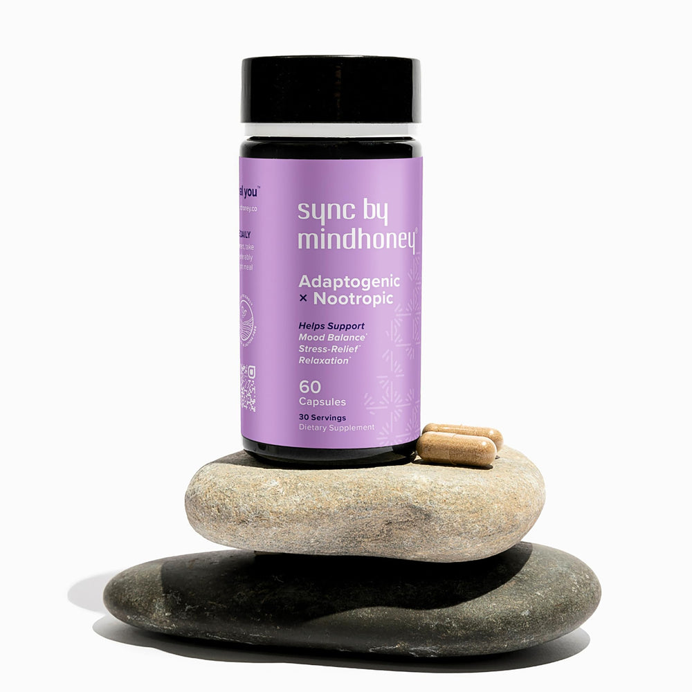 MINDHONEY SYNC mood-balance scene with calm expression.