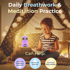 Mindsight Breathing Buddha night-light mode for soothing evening routines.