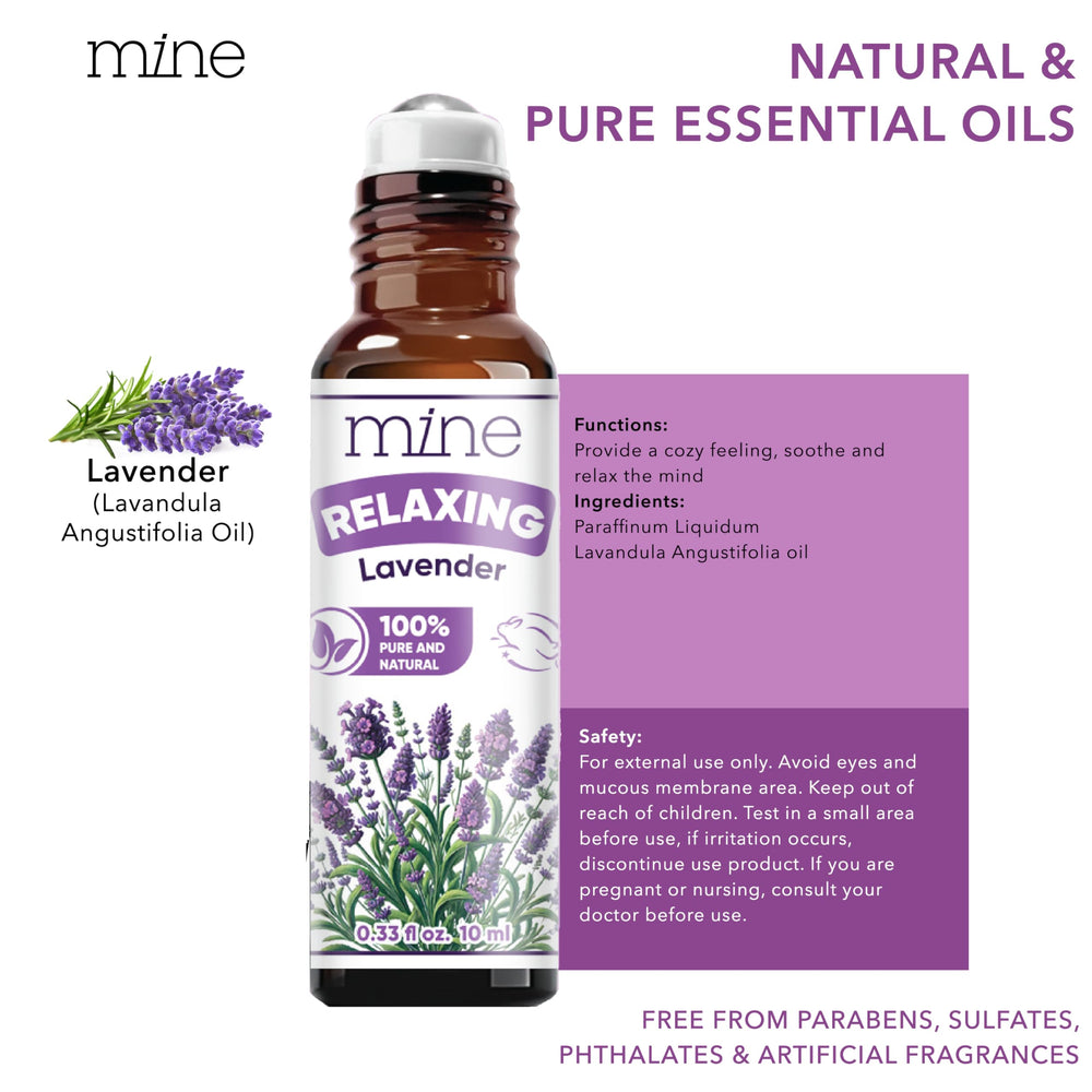 Mine Lavender roll-on applied to skin for calm moments.