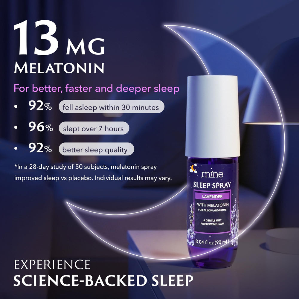 Mine Lavender Sleep Spray on bedding creates a soothing nighttime routine.
