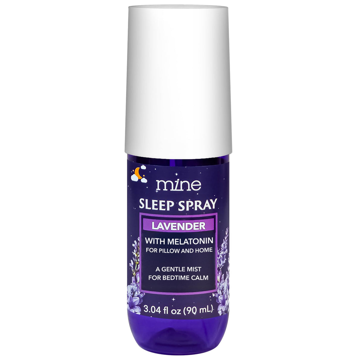 Mine Lavender Sleep Spray bottle calms the mind for bedtime.