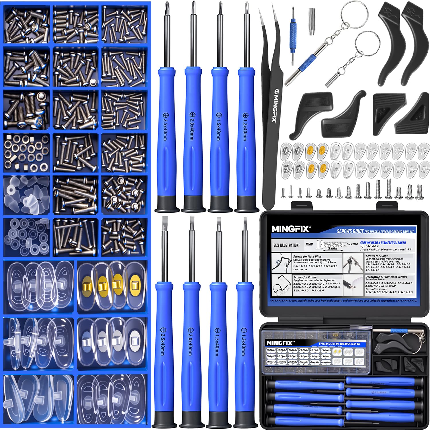 MINGFIX eyeglasses repair kit case keeps tools organized for quick fixes.