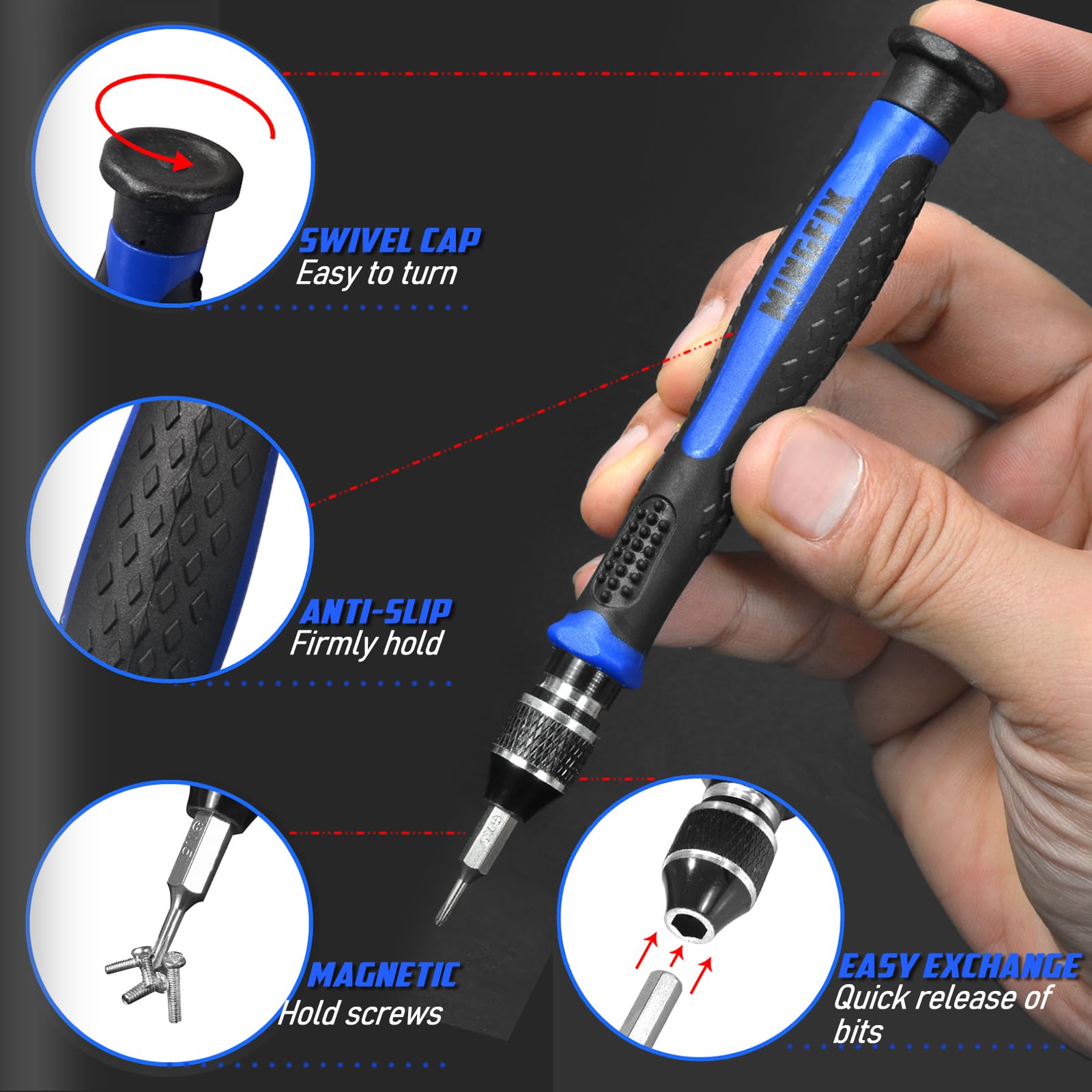 MINGFIX precision screwdriver bits set helps with small eyewear repairs.