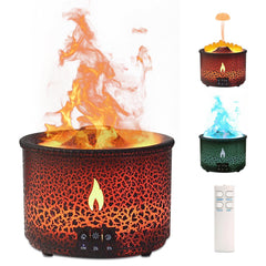 MINGPINHUIUS Volcano Diffuser 300ml with flame glow for cozy bedroom ambiance