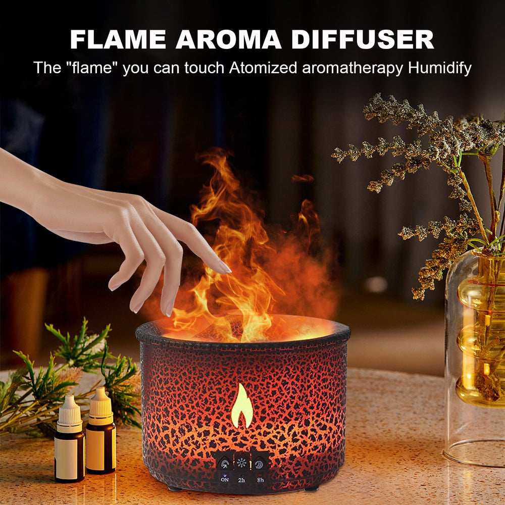 Volcano flame effect diffuser from MINGPINHUIUS with warm lighting