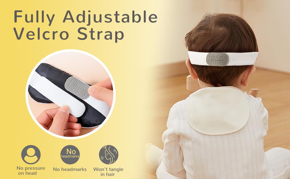 Mini Nomad sleep mask with widened Velcro strap for comfy fit
