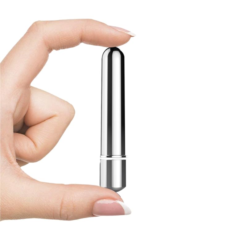 Mini Upgraded Handheld Electric Back Massager in silver, front view, compact relief for back and shoulders.