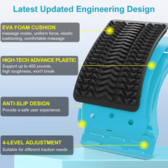 MINOLL Back Stretcher highlights 114-point massage contacts for targeted relief.