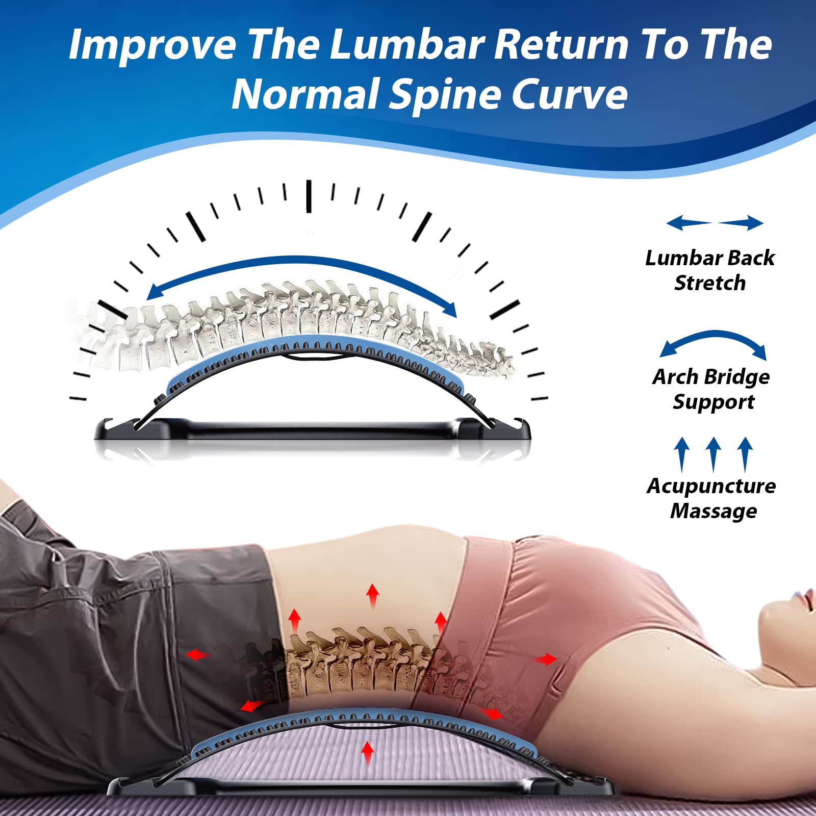 MINOLL Back Stretcher acupressure points ease lower back tension.