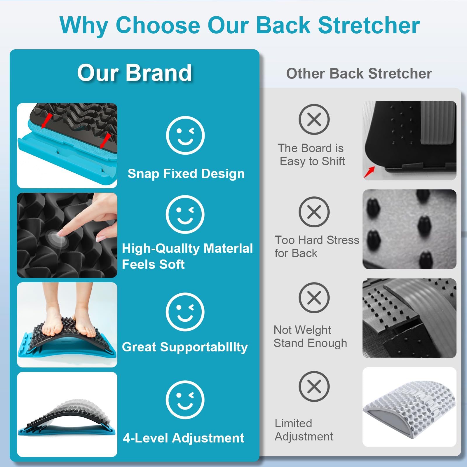 MINOLL Back Stretcher made with eco-friendly PP for lasting use.