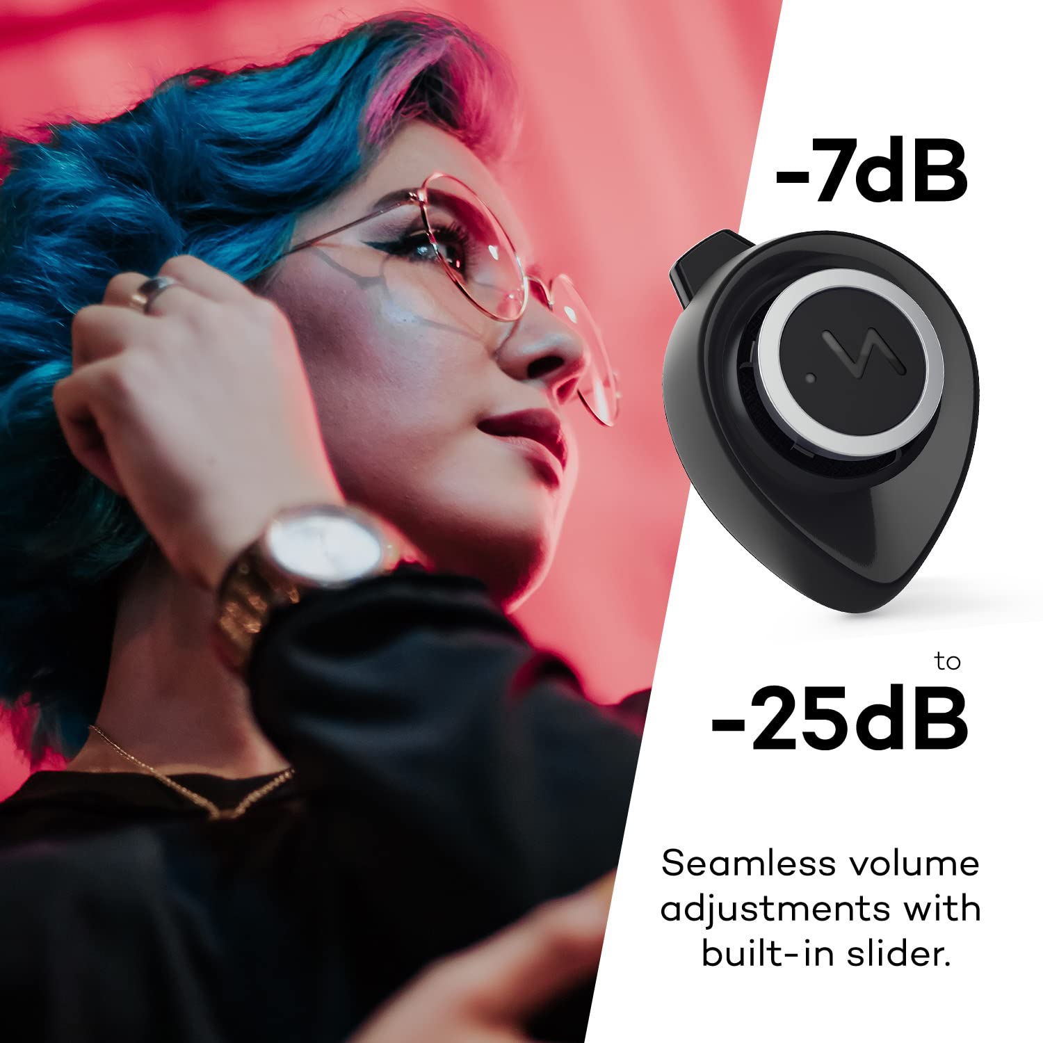 Magnetic locking keeps Minuendo earplugs secure around the neck when not in use.