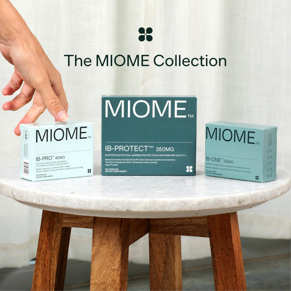 Lifestyle image of MIOME IB-ONE in a morning routine for gut-friendly days