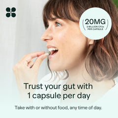MIOME IB-ONE packaging shows vegan, gluten-free and low FODMAP attributes