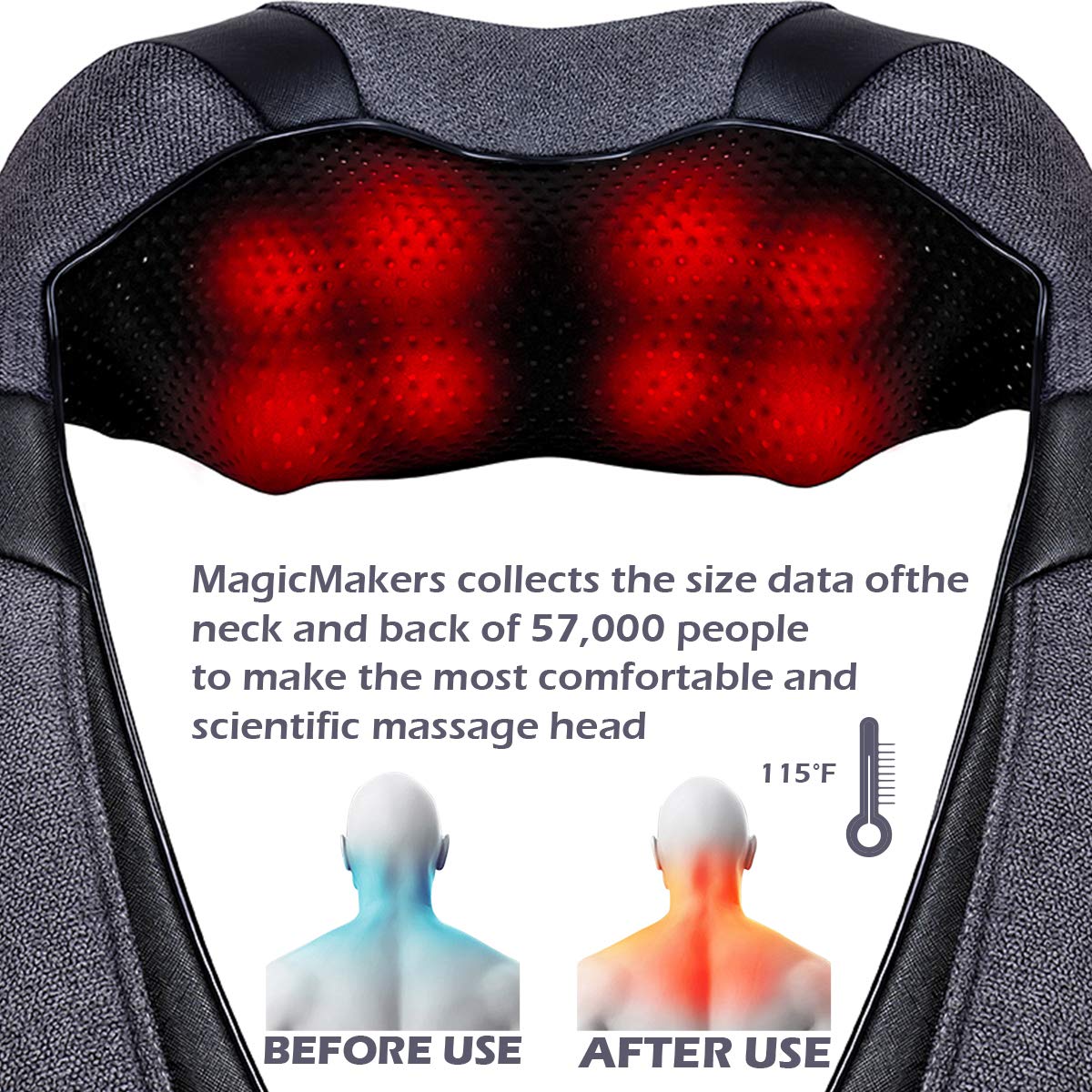 Mirakel back massager with three speed modes for personalized pressure