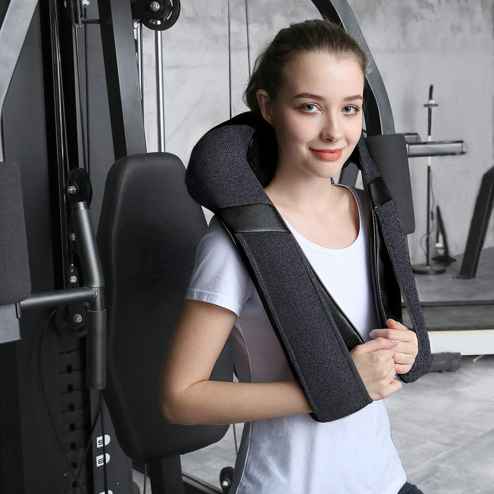 Mirakel neck massager ergonomic design worn around the neck