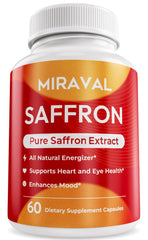 Miraval saffron bottle close-up showing capsules for daily balance.