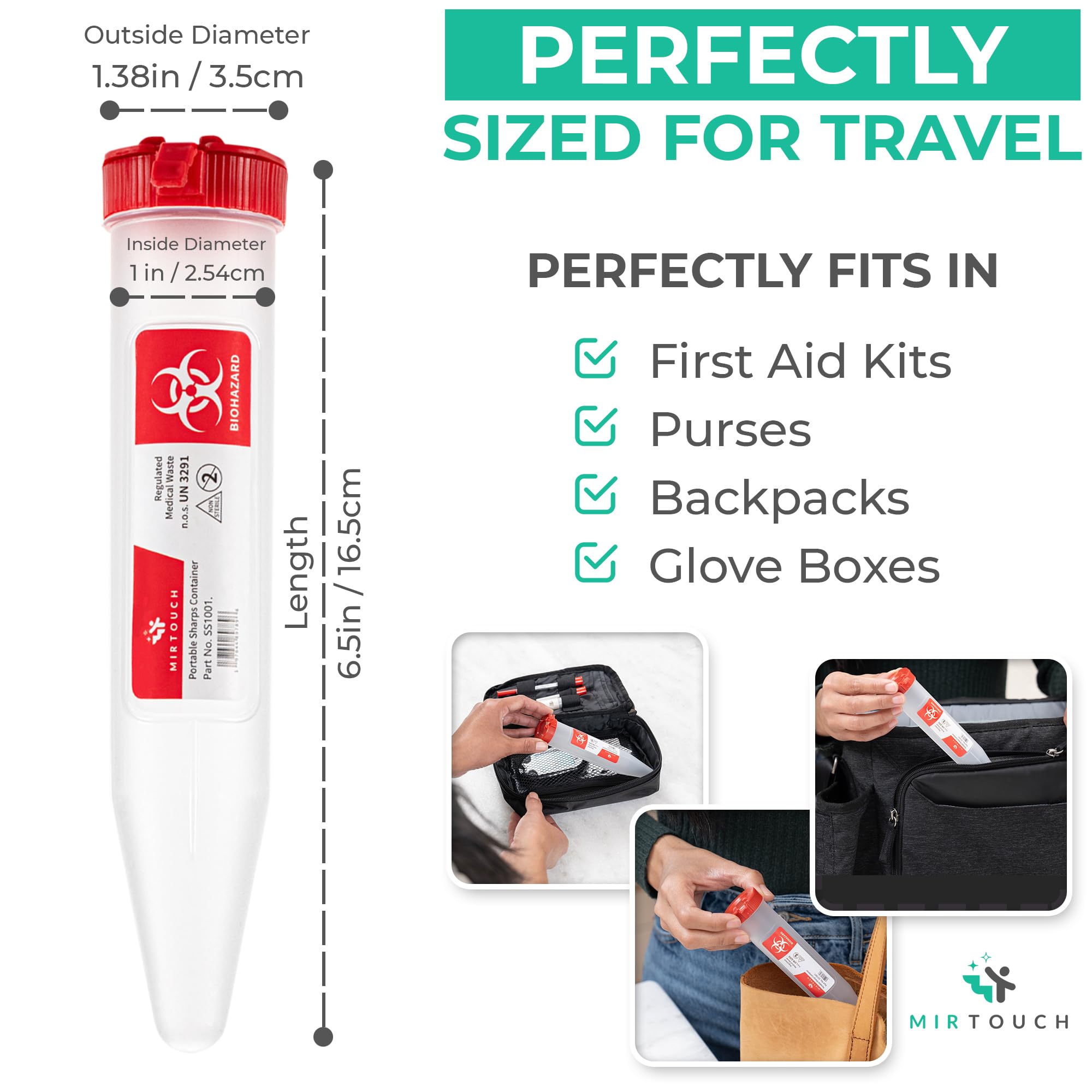 MirTouch Sharps-Shuttle locking lid secures contents during transport.