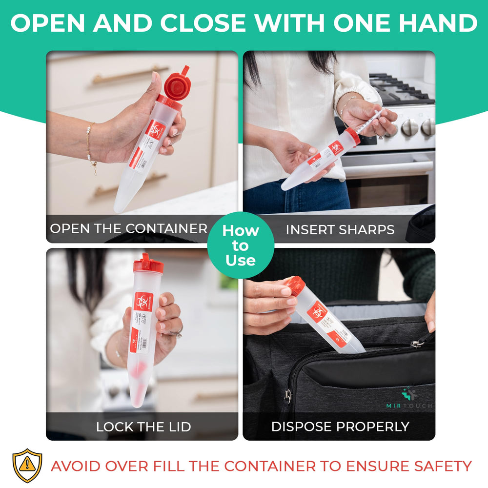 MirTouch Sharps-Shuttle translucent body shows fill level at a glance.
