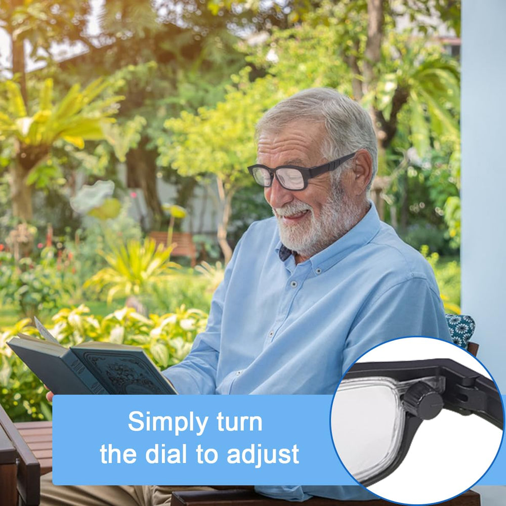 MIRYEA Flex Focal glasses shown for computer use with adjustable focus