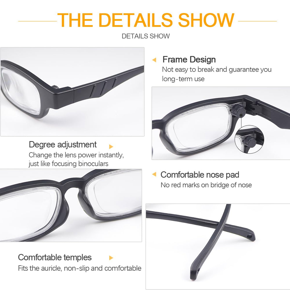 MIRYEA Flex Focal glasses frame flexibility shown during bending and travel