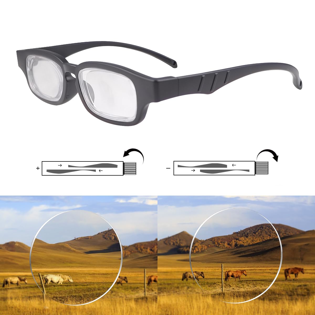 MIRYEA Flex Focal glasses reading scene highlight convenient magnification on page