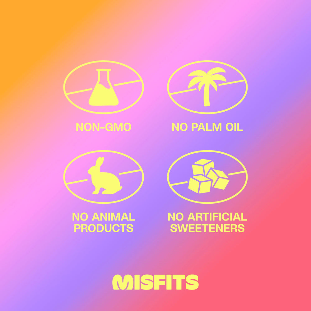Misfits Protein Bar Variety different flavors display for on-the-go snack ideas.