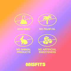 Misfits Protein Bar Variety different flavors display for on-the-go snack ideas.