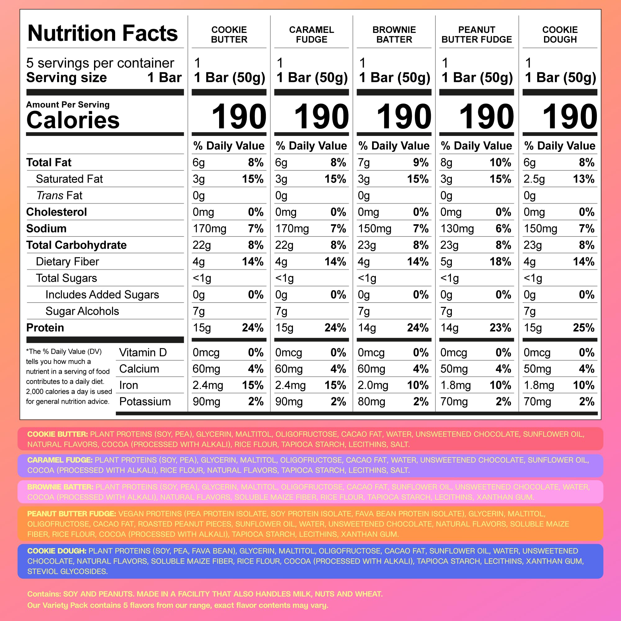 Misfits protein bars in a multi-flavor display highlighting vegan, plant-based snacks