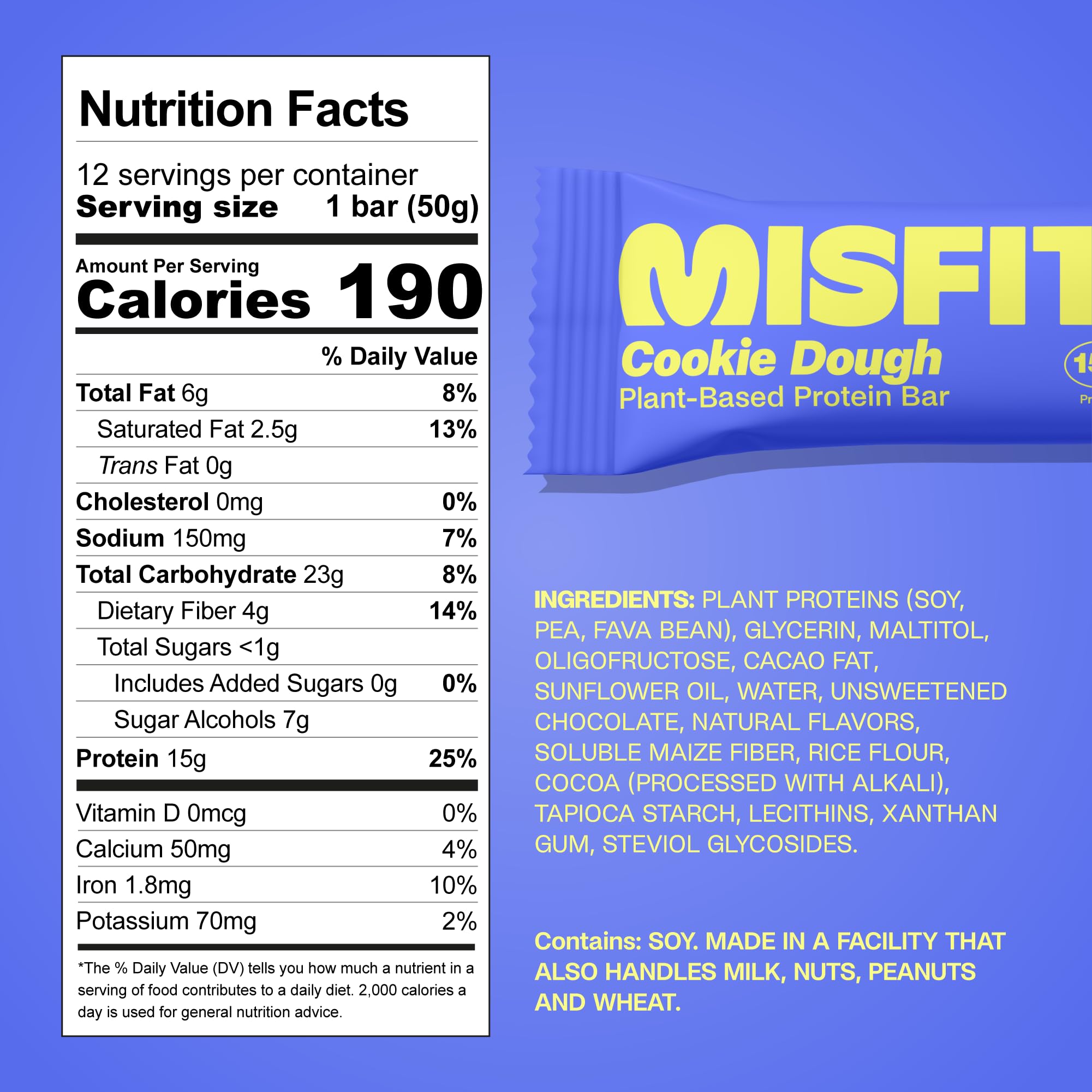Misfits vegan cookie dough bar cross-section shows gooey center and caramel, post-workout pick