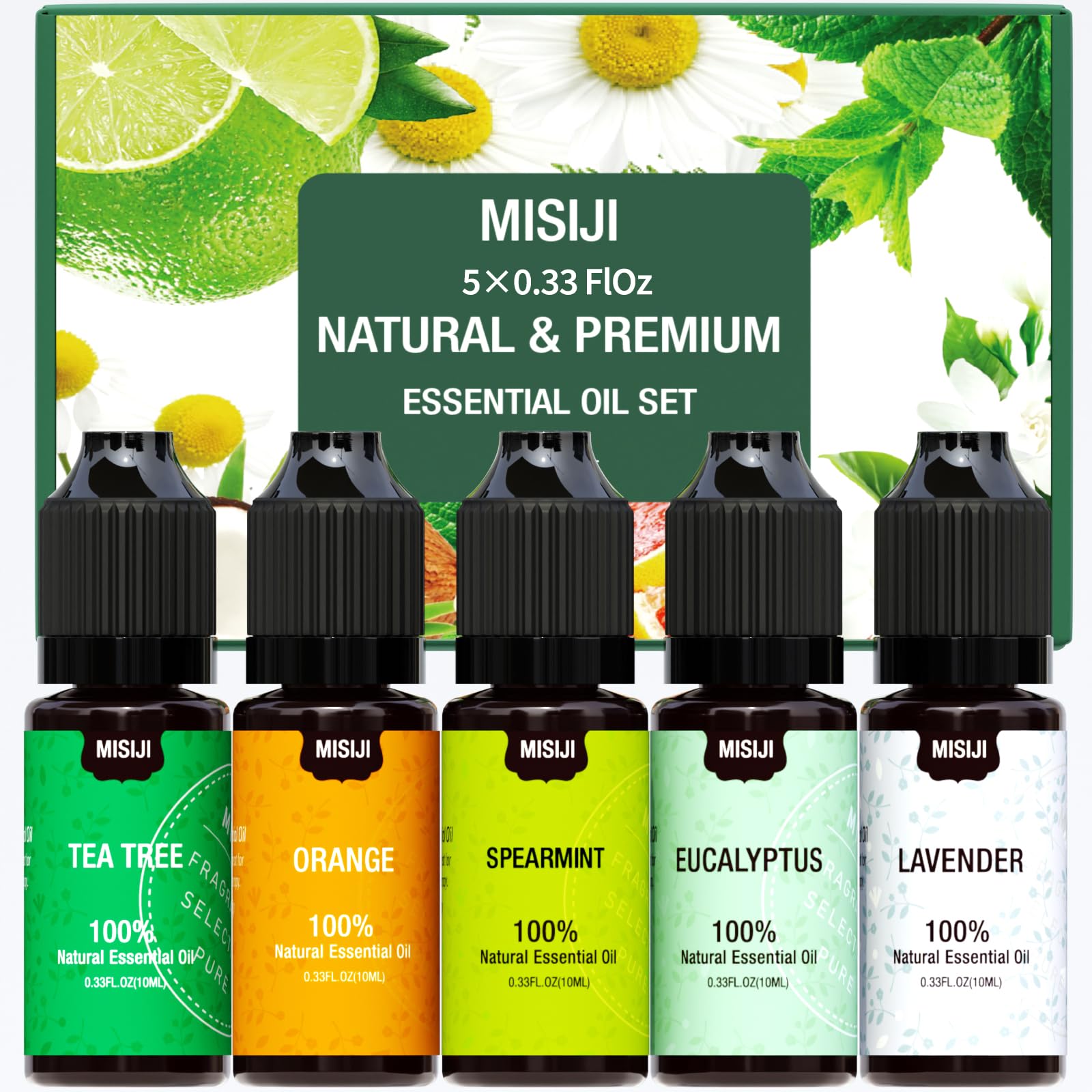 MISIJI lavender essential oil bottle for calming diffuser blends.