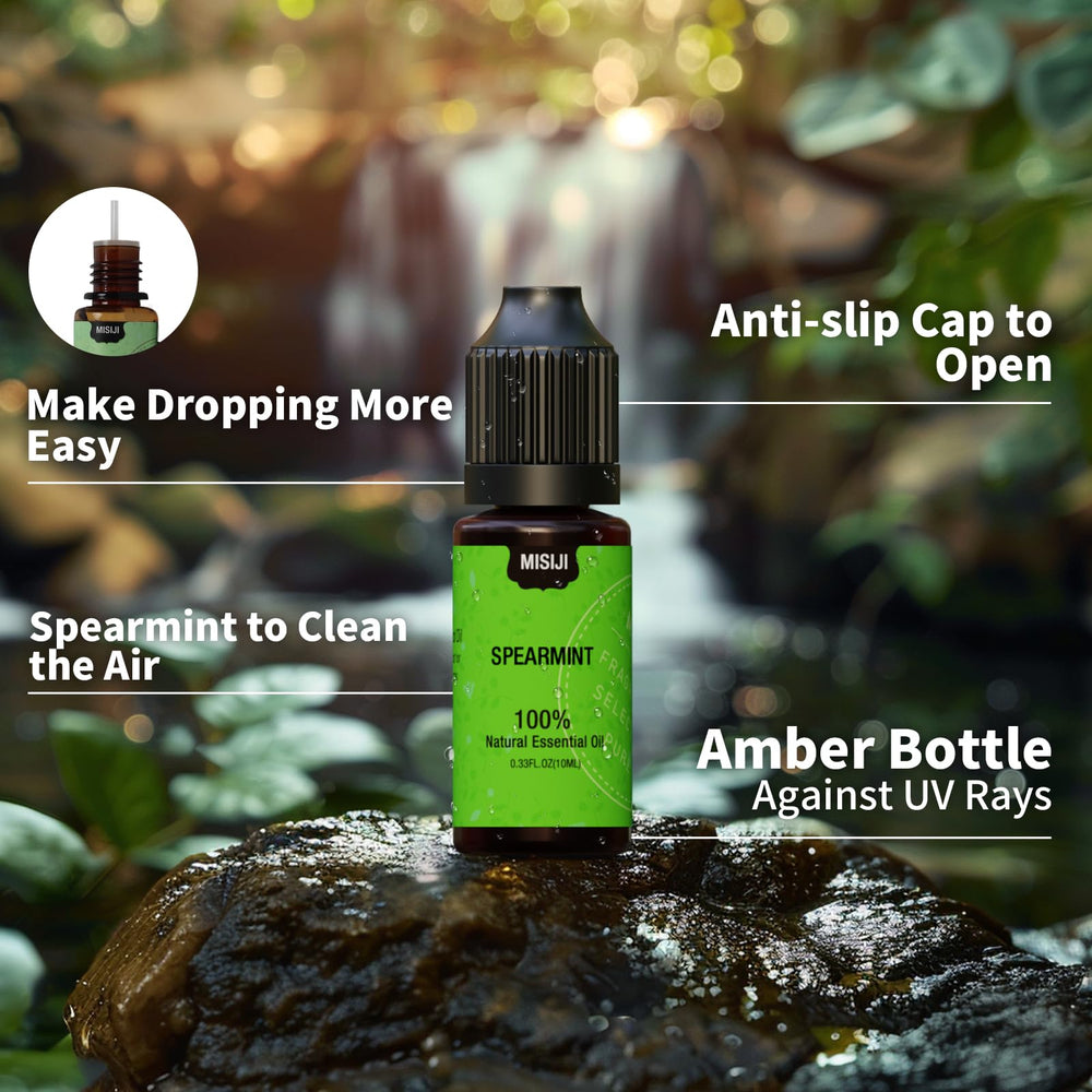 MISIJI orange essential oil bottle for bright scents and uplifting blends.