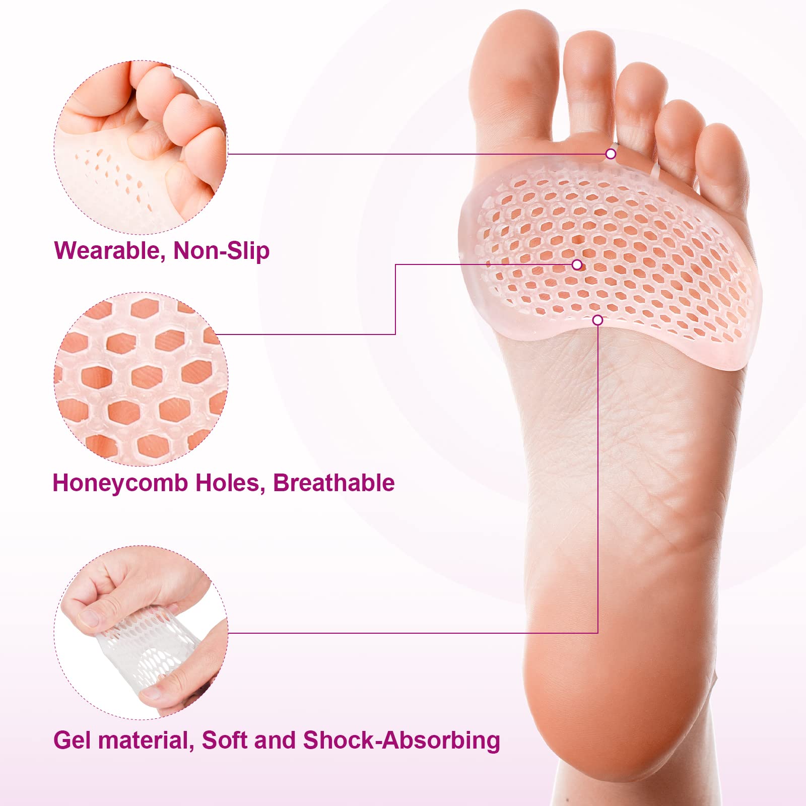 Misorita ball-of-foot pad with 3-hole wrap stays securely in place.