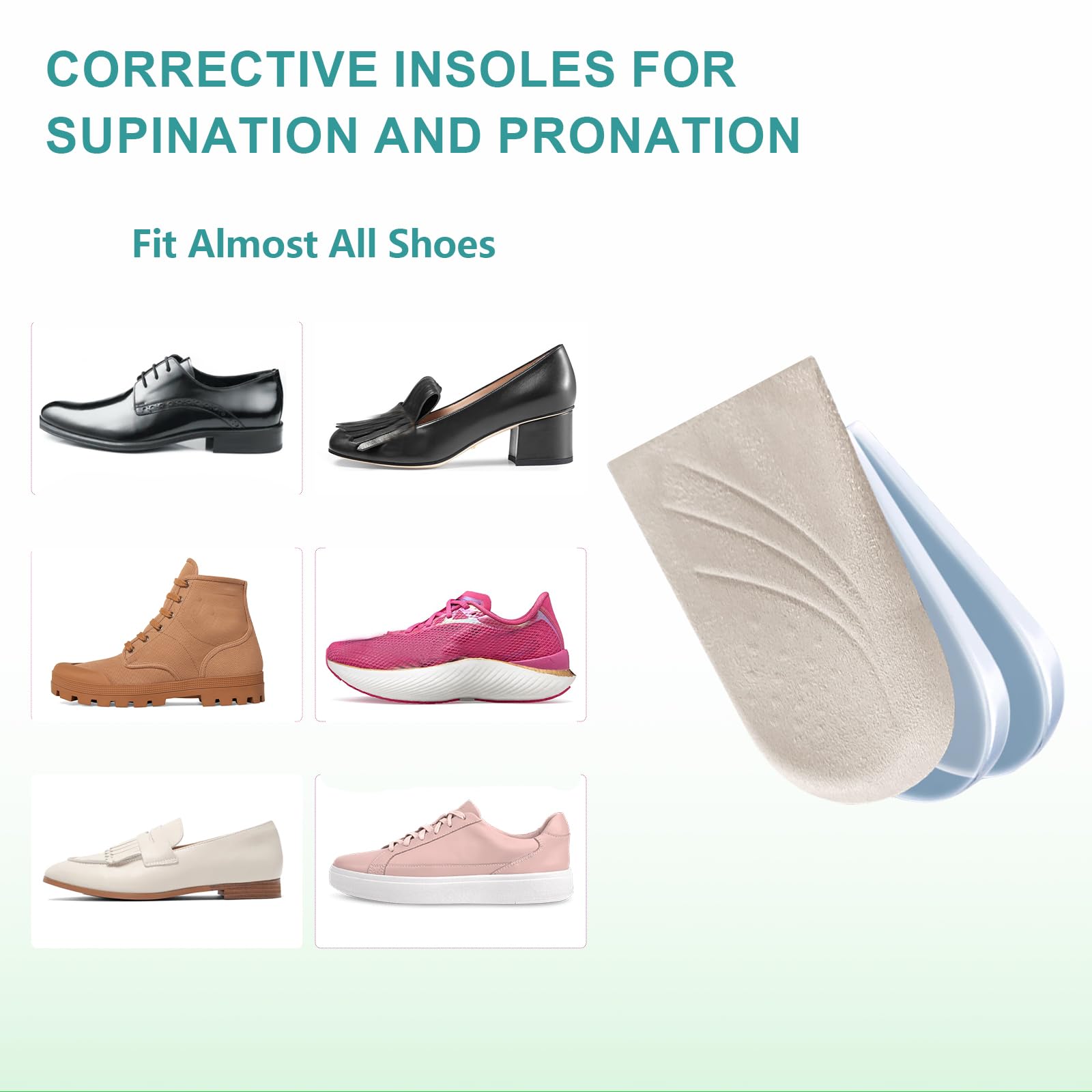 Misorita Corrective Insoles knee-alignment support for balanced posture.