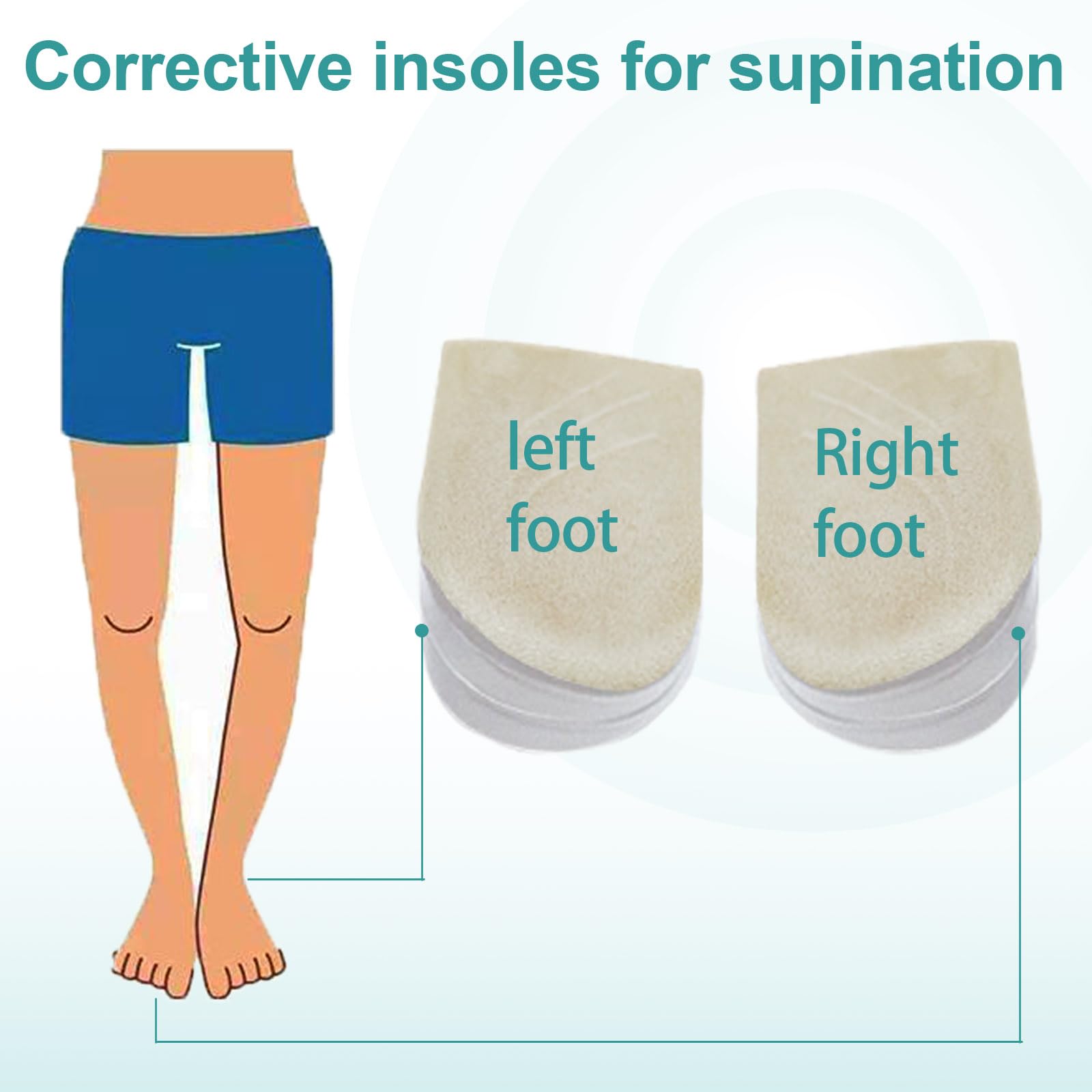 Misorita Corrective Insoles transparent gel insoles provide subtle height increase.