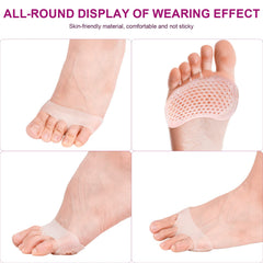 Misorita silicone forefoot pads feature a transparent, seamless look.