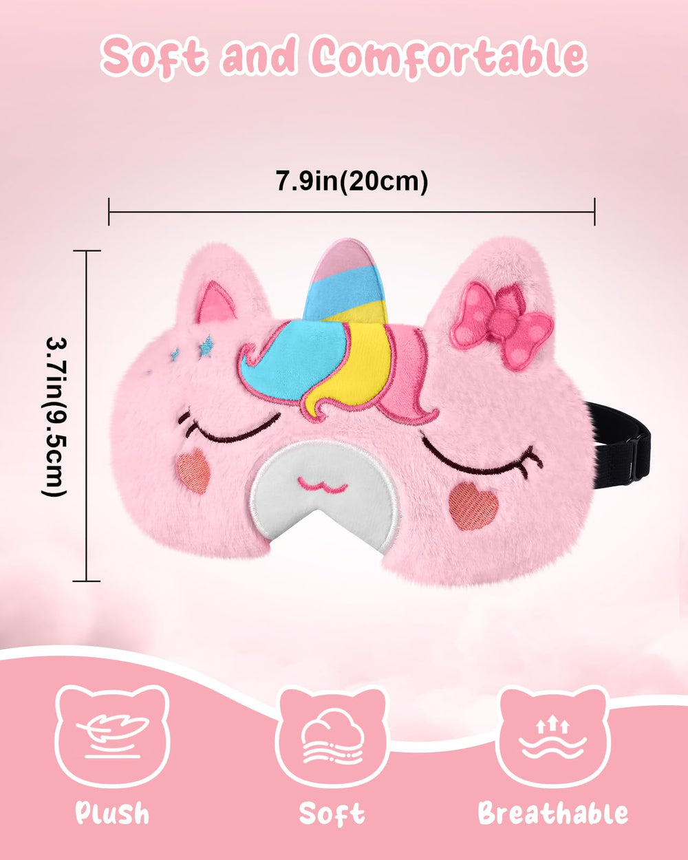Miss Adola máscara con unicornio kawaii, diseño adorable para dormir