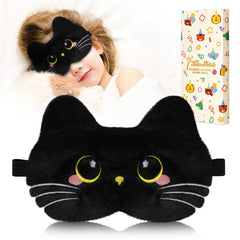 Miss Adola máscara de ojos para niños, diseño gato negro, suave y cómoda.