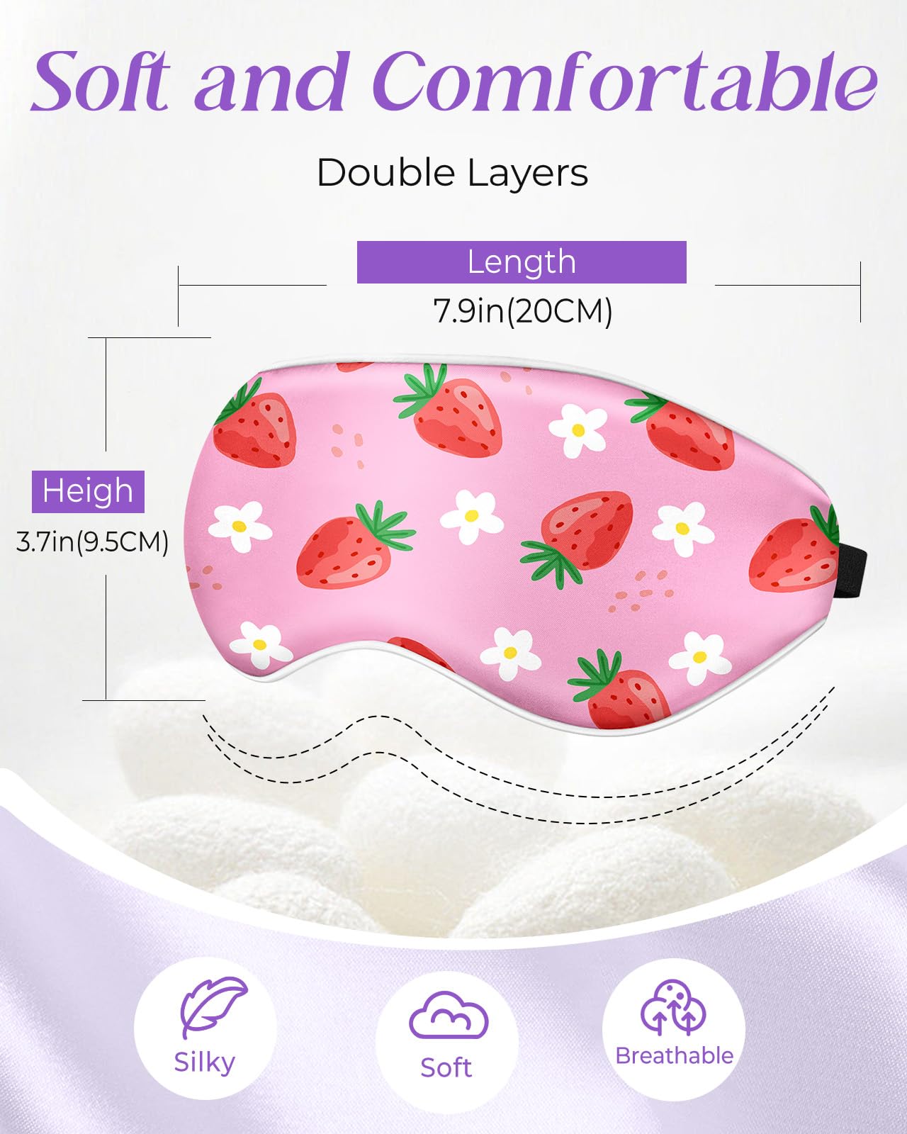 Miss Adola sleep mask with adjustable headband ensures a secure, comfy fit.