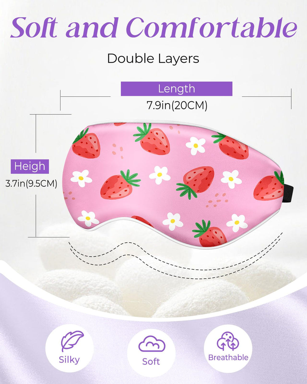 Miss Adola sleep mask with adjustable headband ensures a secure, comfy fit.