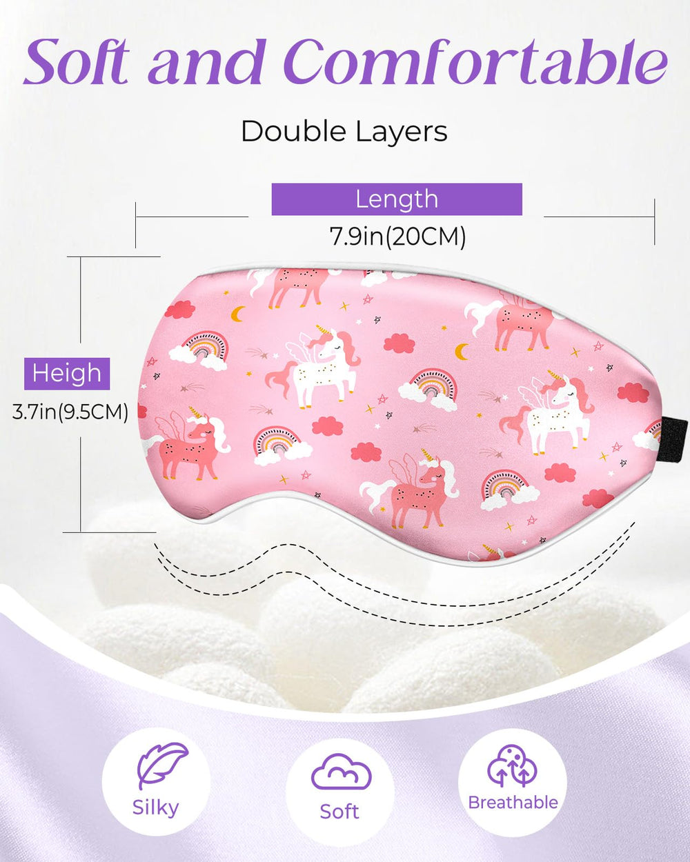 Miss Adola kid sleep mask features cartoon design with vivid unicorn pattern for bedtime fun.
