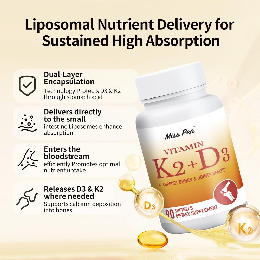 MISS PEP D3 K2 combo supports calcium metabolism and healthy aging.