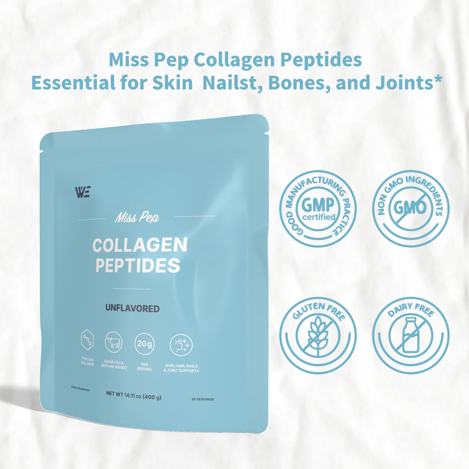 MISS PEP sachet-closeup shows portable 20g serving for convenient daily use