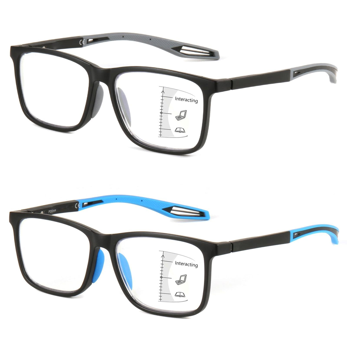 Missfive 2 pack multifocus reading glasses for versatile desk tasks