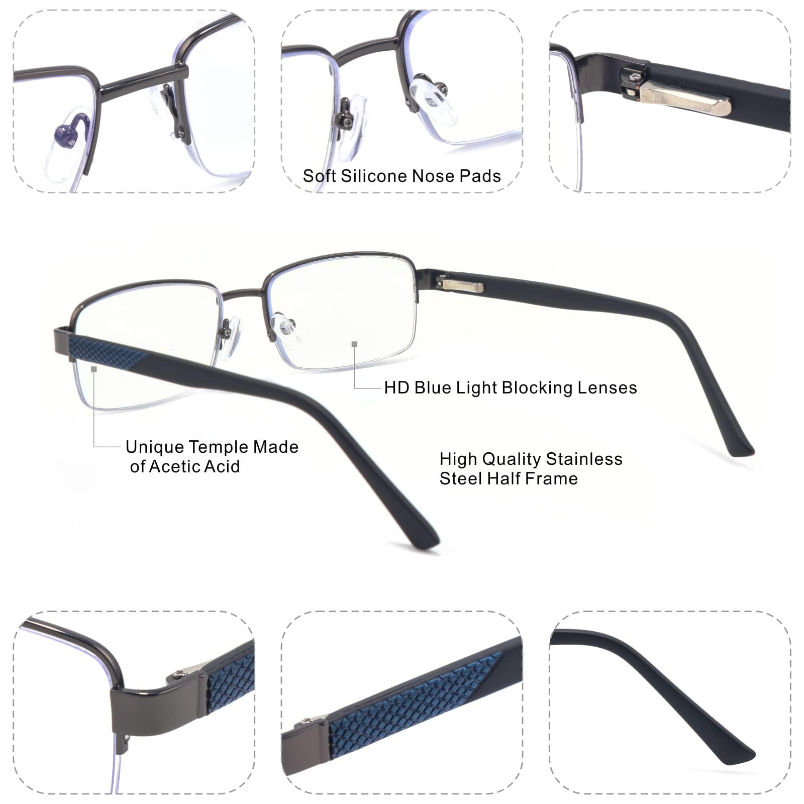 Missfive durable metal spring hinge temples opening for comfort