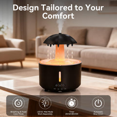 Missfly diffuser features seven color LED night lights for ambience.